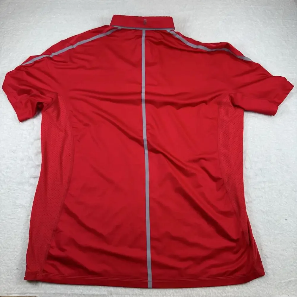 Nike Tiger Woods Polo Shirt Mens Size XL Red Striped Dri-Fit Golf Performance